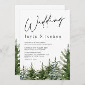 Moderne Minimalistische Pinienbäume Hochzeit Einladung (Vorne/Hinten)