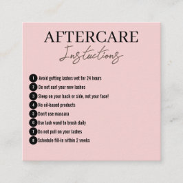 Moderne Minimalistische Pink Eyelashes Aftercare C Quadratische Visitenkarte