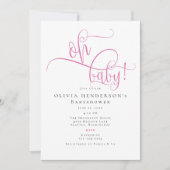 Moderne Minimalistische Pink-Kalligrafie Kinderdus Einladung (Vorderseite)