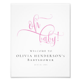 Moderne Minimalistische Pink-Kalligrafie Kinderdus Fotodruck