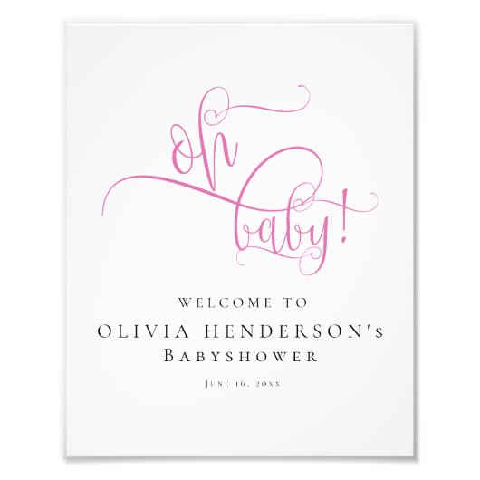 Moderne Minimalistische Pink-Kalligrafie Kinderdus Fotodruck (Vorne)