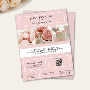 Moderne Minimalistische Pinke Bäckerei Foto QR Fly Flyer