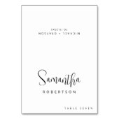 Moderne, Minimalistische Platzkarte Tischnummer (Vorderseite)