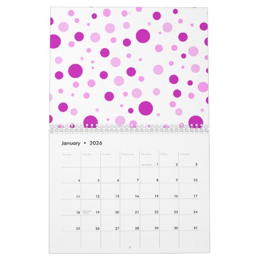 Moderne Minimalistische Polka Dot Pattern Kalender (Jan 2026)