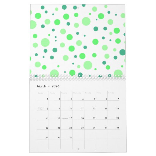 Moderne Minimalistische Polka Dot Pattern Kalender (Mär 2026)