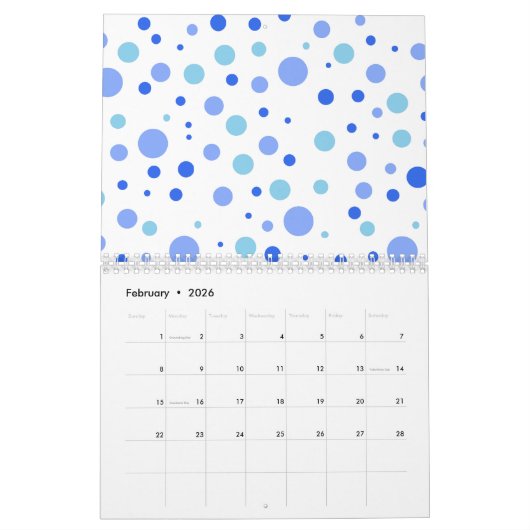 Moderne Minimalistische Polka Dot Pattern Kalender (Feb 2026)