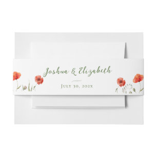 Moderne Minimalistische Poppies Hochzeit Einladungsbanderole