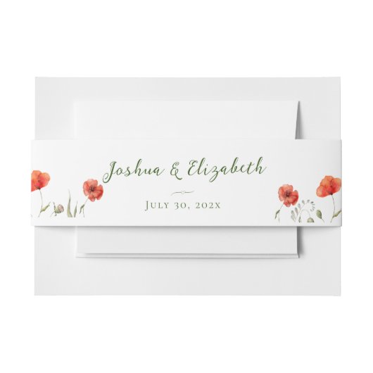 Moderne Minimalistische Poppies Hochzeit Einladungsbanderole (Vorderseite Beispiel)