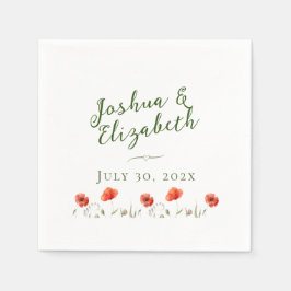 Moderne Minimalistische Poppies Hochzeit Serviette