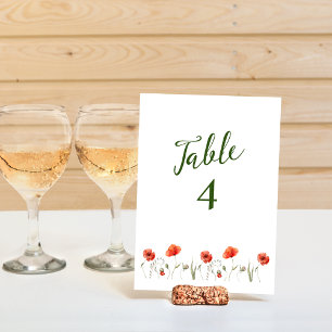 Moderne Minimalistische Poppies Hochzeiten Tischnu Einladung