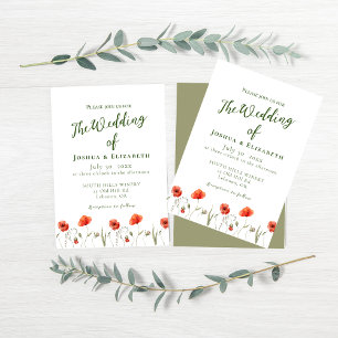 Moderne Minimalistische Poppies Hochzeitseinladung Einladung