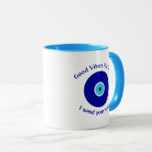 Moderne, Minimalistische positive Energie, blaues  Tasse (VorderseiteRechts)