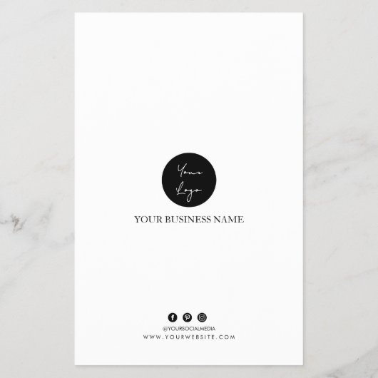 Moderne Minimalistische Preisliste Flyer (Hinten)