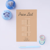 Moderne Minimalistische Preisliste Flyer (Einzeln)