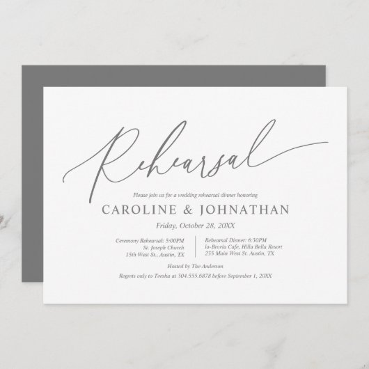 Moderne Minimalistische Probe und Abendessen in Pa Einladung (Vorne/Hinten)