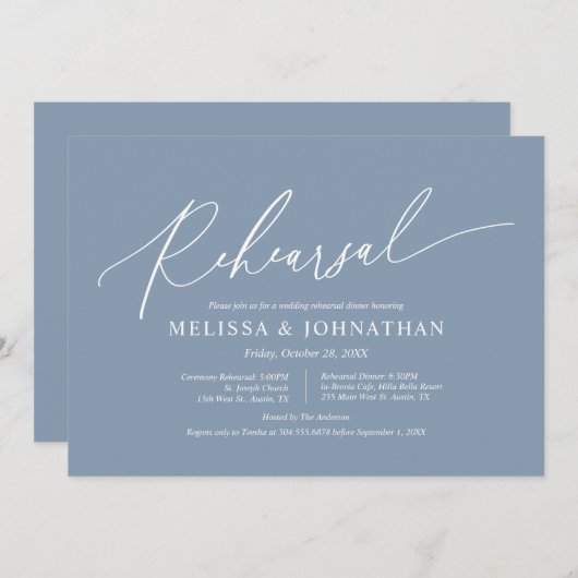 Moderne Minimalistische Probe und Abendessen in Pa Einladung (Vorne/Hinten)