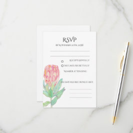 Moderne Minimalistische Protea Botanische Hochzeit RSVP Karte