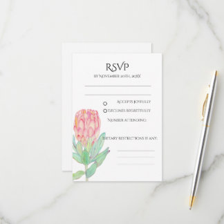 Moderne Minimalistische Protea Botanische Hochzeit RSVP Karte