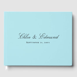 Moderne Minimalistische Puderblaue Hochzeit Gästebuch