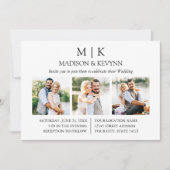 Moderne Minimalistische QR Code 3 Foto Hochzeit Einladung (Vorderseite)