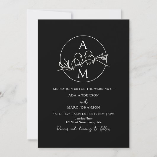 Moderne Minimalistische QR Code Black Wedding Einladung (Vorderseite)