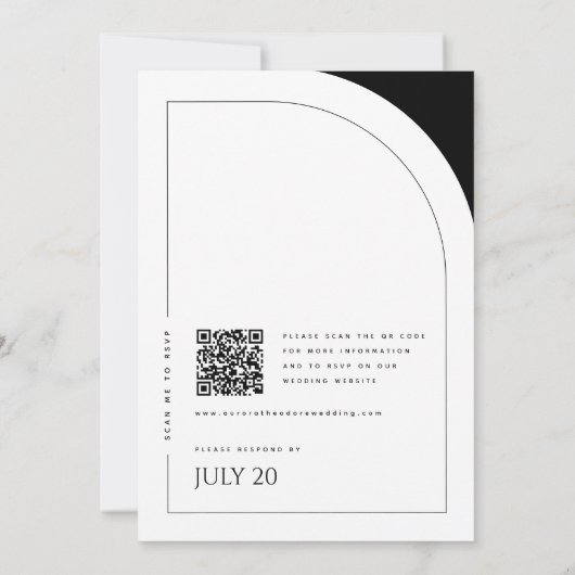 Moderne Minimalistische QR Code Bold Arch Wedding Einladung (Rückseite)