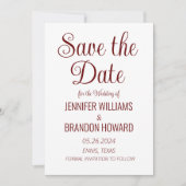 Moderne Minimalistische QR Code Burgundy Elegante Save The Date (Vorderseite)