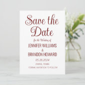 Moderne Minimalistische QR Code Burgundy Elegante Save The Date (Stehend Vorderseite)