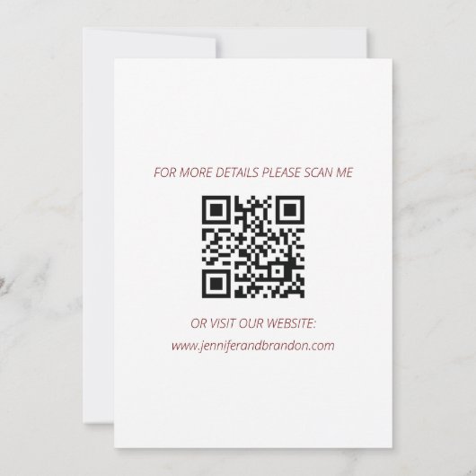 Moderne Minimalistische QR Code Burgundy Elegante Save The Date (Rückseite)