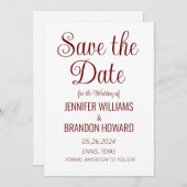 Moderne Minimalistische QR Code Burgundy Elegante Save The Date (Vorne/Hinten)