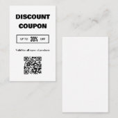 Moderne Minimalistische QR Code Discount Card Visitenkarte (Vorne/Hinten)