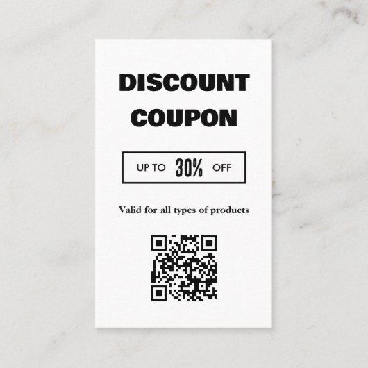 Moderne Minimalistische QR Code Discount Card Visitenkarte (Vorderseite)