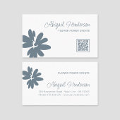 Moderne Minimalistische QR Code Dusty Blue Daisy B Visitenkarte