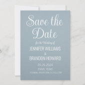 Moderne Minimalistische QR Code Dusty Blue Wedding Save The Date (Vorderseite)
