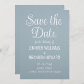 Moderne Minimalistische QR Code Dusty Blue Wedding Save The Date (Vorne/Hinten)