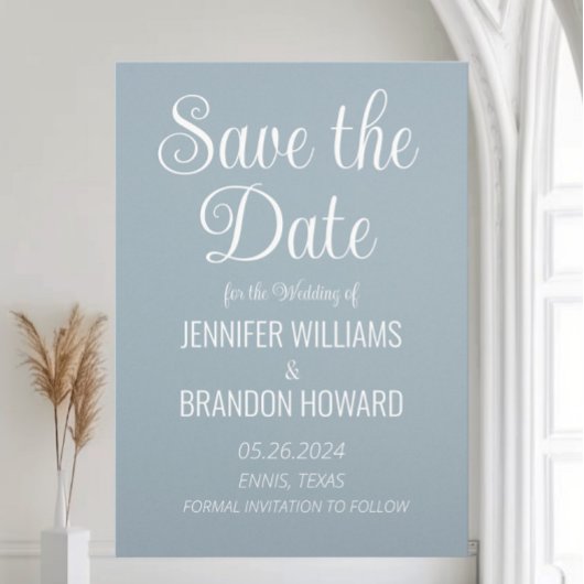 Moderne Minimalistische QR Code Dusty Blue Wedding Save The Date