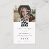 Moderne Minimalistische QR Code Foto Business Card Visitenkarte (Rückseite)