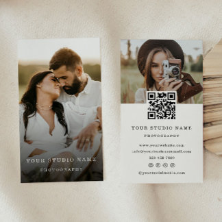 Moderne Minimalistische QR Code Foto Business Card Visitenkarte
