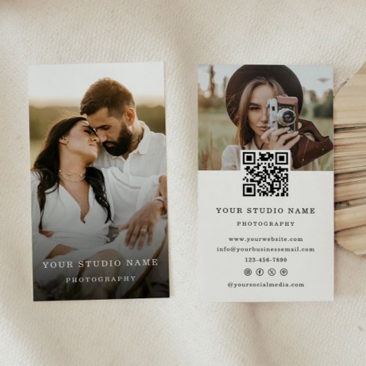 Moderne Minimalistische QR Code Foto Business Card Visitenkarte