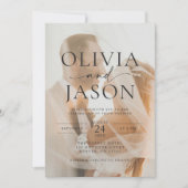 Moderne Minimalistische QR Code Foto Hochzeit Einladung (Vorderseite)