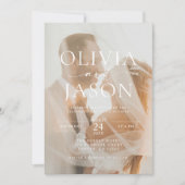 Moderne Minimalistische QR Code Foto Hochzeit Einladung (Vorderseite)