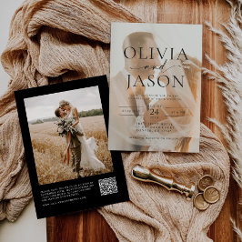 Moderne Minimalistische QR Code Foto Hochzeit Einladung