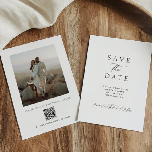 Moderne Minimalistische QR-Code-Foto-Hochzeit Save The Date