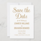 Moderne Minimalistische QR Code Gold Elegante Hoch Save The Date (Vorderseite)