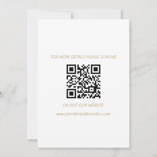 Moderne Minimalistische QR Code Gold Elegante Hoch Save The Date (Rückseite)
