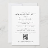 Moderne Minimalistische QR Code Graduation Party Einladung (Vorderseite)