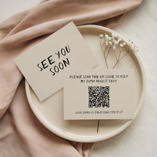 Moderne minimalistische QR-Code-Handschriftliche H RSVP Karte