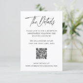 Moderne Minimalistische QR-Code-Hochzeit Begleitkarte (Stehend Vorderseite)