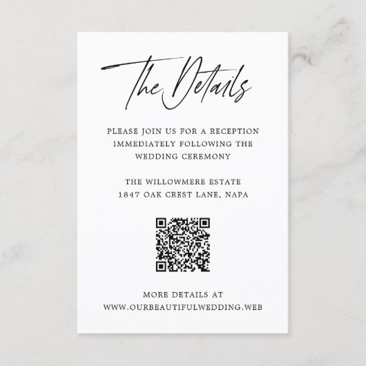 Moderne Minimalistische QR-Code-Hochzeit Begleitkarte (Vorderseite)