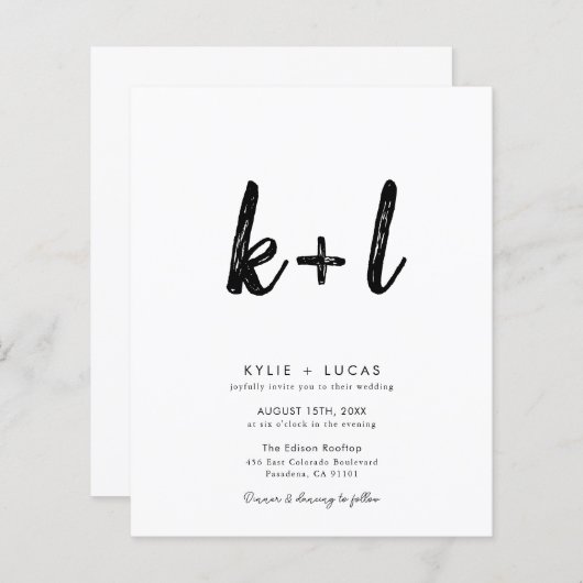 Moderne Minimalistische QR Code Hochzeitseinladung (Vorne/Hinten)